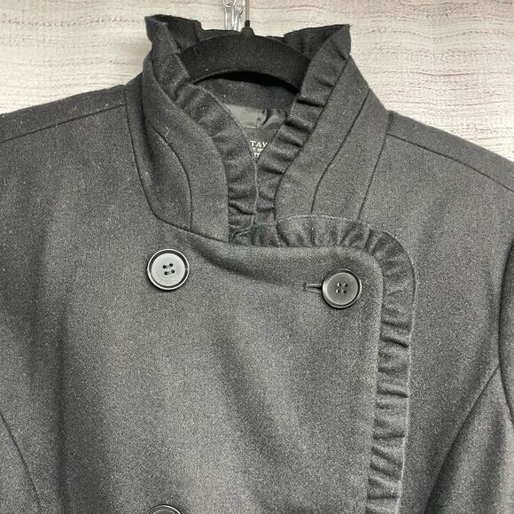 Ann Taylor Factory Black Wool Blend Peacoat Jacket Size Petite M - Picture 2 of 13
